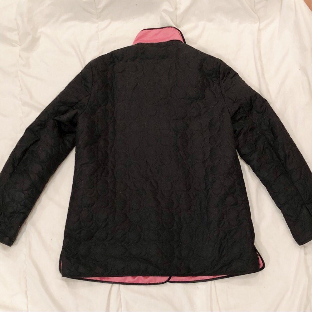 COACH Classic Quilted Jacket in Black & Pink - Picture 3 of 6